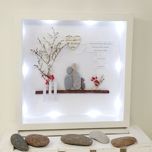 Gift Paper Wedding 1 Wedding Anniversary Family Picture Pebble Stone Picture Gift Idea Decoration Image Pebbleart Personalized