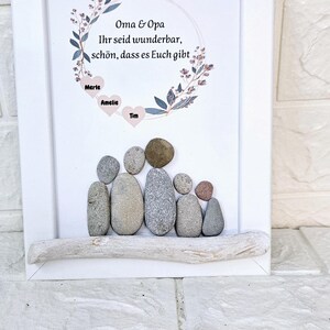 Gift Grandma and Grandpa Grandparents Desired text Family picture Birthday gift Christmas gift Pebble picture Picture Pebbleart Personalized