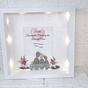 Gift Family Heart with desired text Family picture Birthday gift Christmas gift Pebble picture Picture Pebbleart Personalized