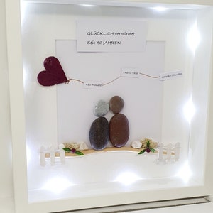 Geschenk Rubinhochzeit 40 Hochzeitstag Jahrestag Dankbarkeit Geschenkidee Kieselsteinbild Steinbild Pebbleart Bild Deko Personalisierbar Bild 5