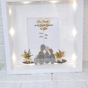 Gift Family Heart with desired text Family picture Birthday gift Christmas gift Pebble picture Picture Pebbleart Personalized