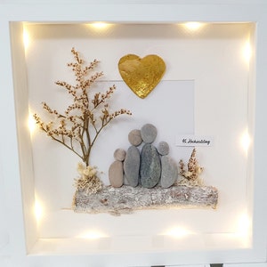 Geschenk Messinghochzeit 45 Hochzeitstag  Jahrestag Ehrentag Familienbild Liebe Kieselsteinbild Geschenkidee Wanddeko Personalisierbar