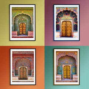 4 Indian Doorway Photos / Four Prints of Jaipur Palace Ornate Doors / Set of 4 Beautiful Gateway Photographs India / Jaipur Palace Rajasthan