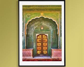 Leheriya Gate Photograph // Green Palace Doorway // India // Jaipur // Rajasthan // Photograph // Wall Art