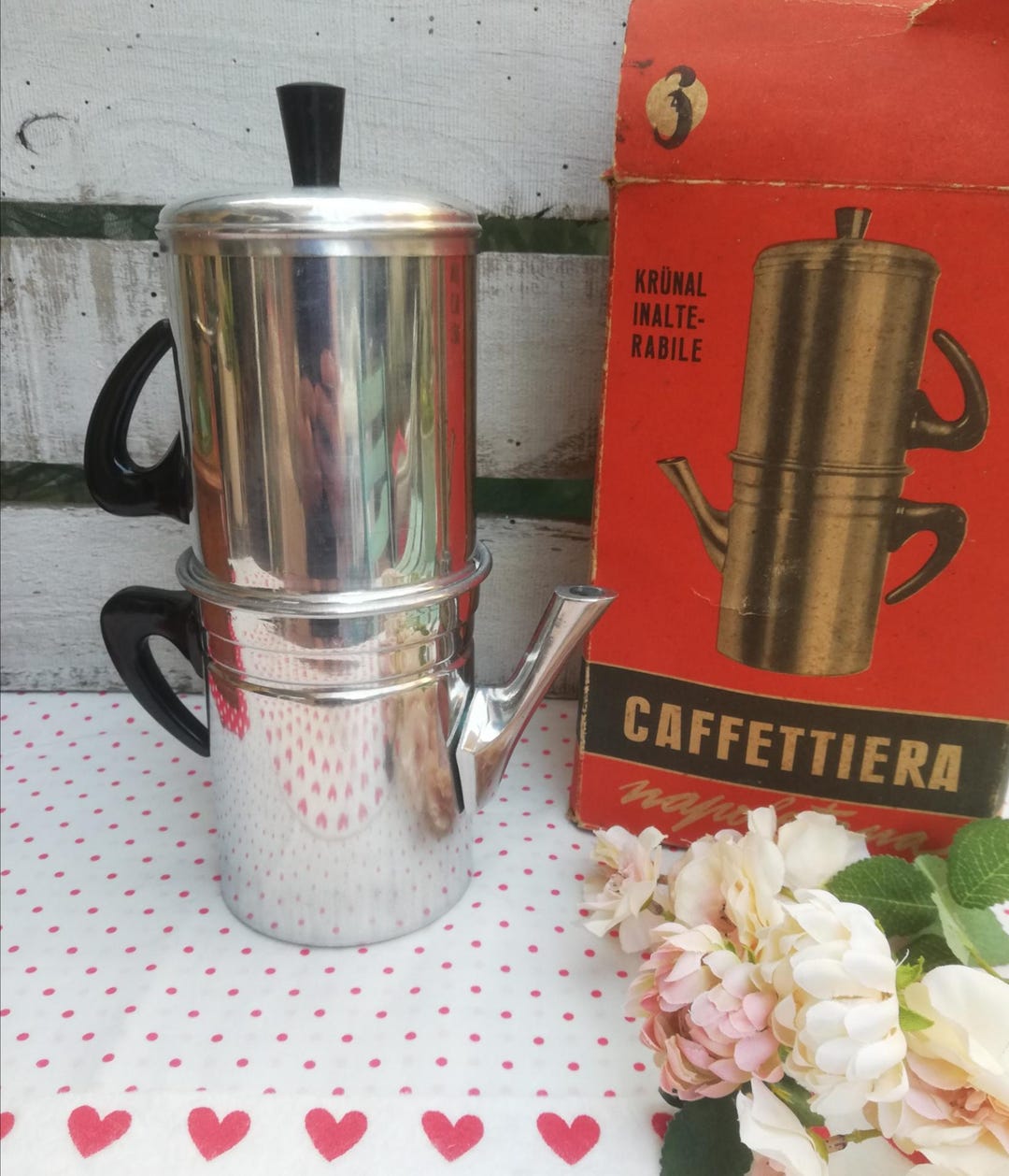 Vintage Italian Napoletana Coffee Maker 6 cup Cuccumella Coffeepot vintage-italian-napoletana-coffee-maker-6-cup-cuccumella-coffeepot