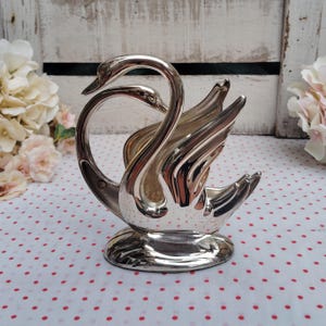 Vintage Silver-Plated Swan Napkin Holder ~ Elegant Swans Napkin or Letter Holder