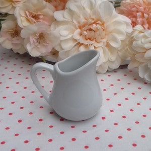Vintage Creamer Miniature Jar Pitcher in White Porcelain Small Milk Jug 2&quot;