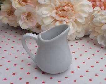 Vintage Creamer Miniature Jar Pitcher in White Porcelain Small Milk Jug 2&quot;