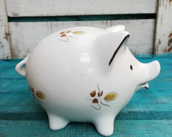 Vintage Collectible Piggy Bank Porcelain Wheat Design - Etsy