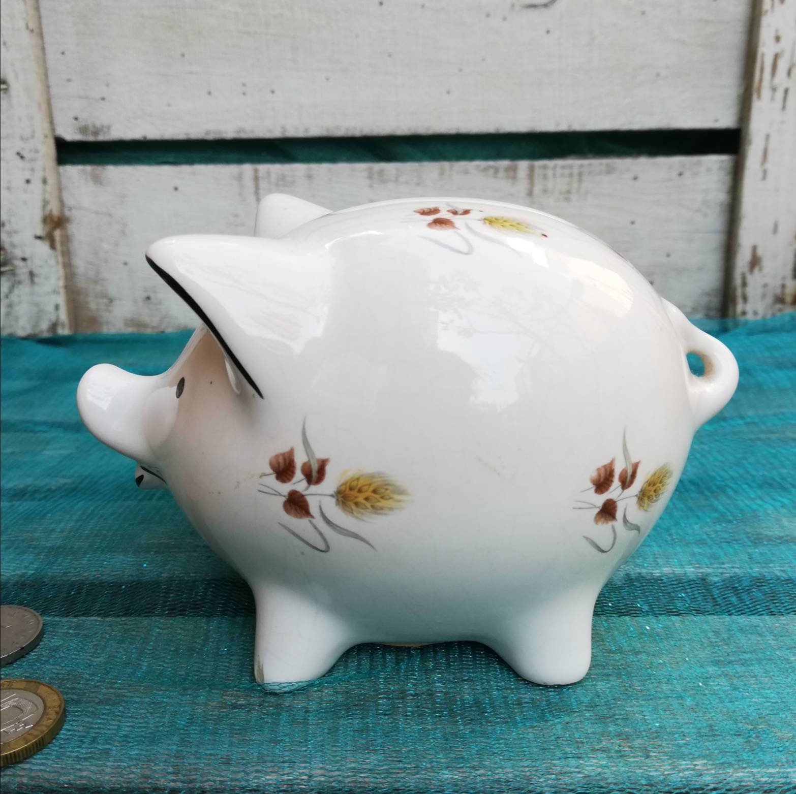 Vintage Collectible Piggy Bank Porcelain Wheat Design - Etsy