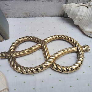 Sea Lovers Vintage French Brass Trivet ~ Nautical Rope &quot;Lacs d&#39;amour&quot; Design ~ 1960s