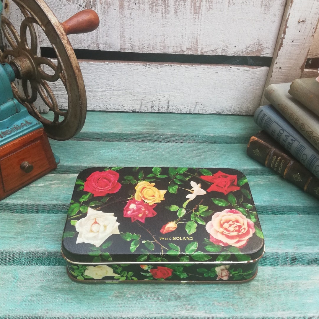 Antique Roses Tin Box: Viuda De Solano Candy Packaging, Spain - Etsy