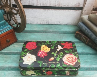 Antique Roses Tin Box: Viuda de Solano Candy Packaging, Spain