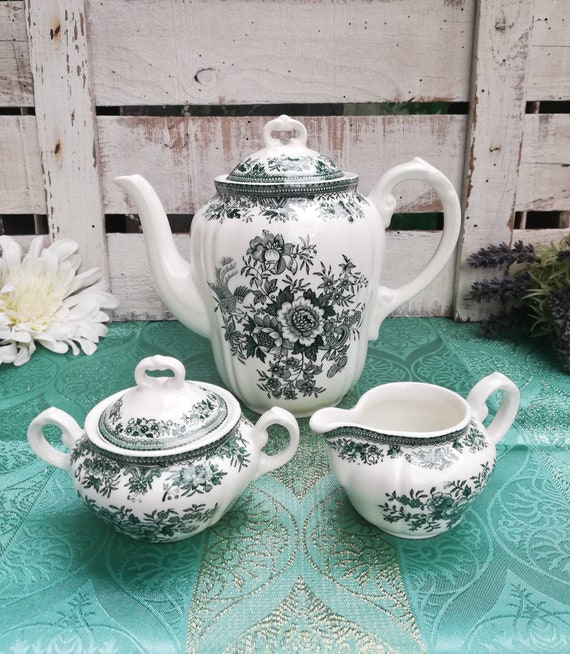 Villeroy & Boch Coffee Set FASAN Green Pattern ~ Vintage Green