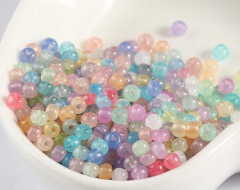 Contas de vidro pastel: contas esmaltadas de 2 a 4 mm para fabricação de joias