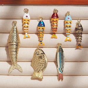18k Gold Plated 3D Fish Charm Pendant: Brass Jewelry
