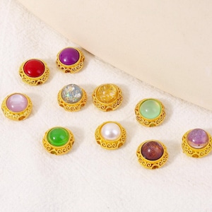 10PCS Gold Plated Round Bead,Enamel Bead,Copper Bead,Spacer Brass Bead,Bracelet Necklace Earrings Bead