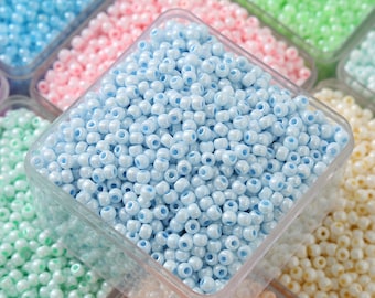 Contas de sementes checas cremosas de 4 mm: contas em tom pastel esmaltado, fabricação de joias (300 unidades)