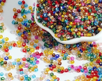 Contas de vidro pastel, forradas a prata, 2 mm 3 mm 4 mm
