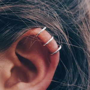 Triple sterling silver ear cuff - gold ear cuff-  fake ear piercing - gift for her - dainty earrings - unique earring - earring no piercing