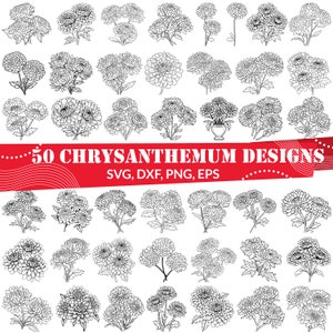 Chrysanthemum SVG PNG DXF for Cricut and Silhouette | Elegant Floral Clipart | Botanical Flower Cut File | Fall Garden Bloom Design