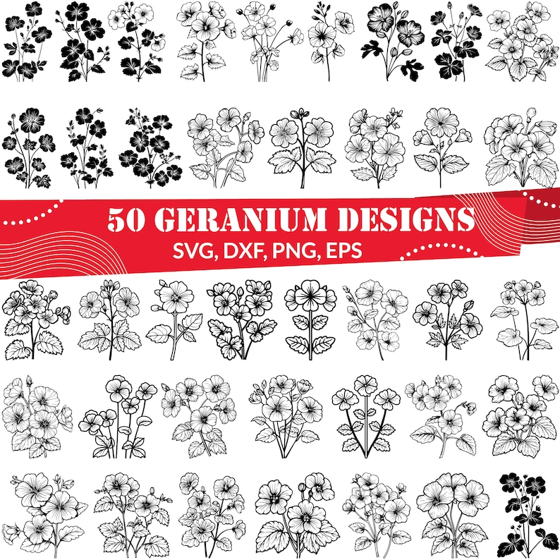 Geranium SVG Bundle, Geranium Dxf, Geranium Png, Geranium Vector ...