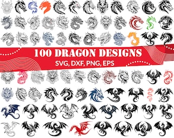 Dragon SVG Bundle, Dragon dxf, Dragon png, Dragon  eps, Dragon vector, Dragon cut files, Dragon svg, Dragons svg, Dragon clipart