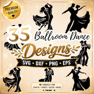 Arquivo SVG para dança de salão, 35 silhuetas de casais dançando, dança de casamento, tango e valsa.