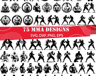 Pacchetto SVG MMA, Mma dxf, Mma png, Mma eps, Mma vettoriale, Mma tagliati file, Mma cricut, Mma figher svg, Mma clipart, Arti marziali svg