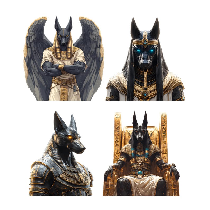 50 Anubis Clipart Set – Egyptian God PNG Bundle, Ancient Mythology Art ...