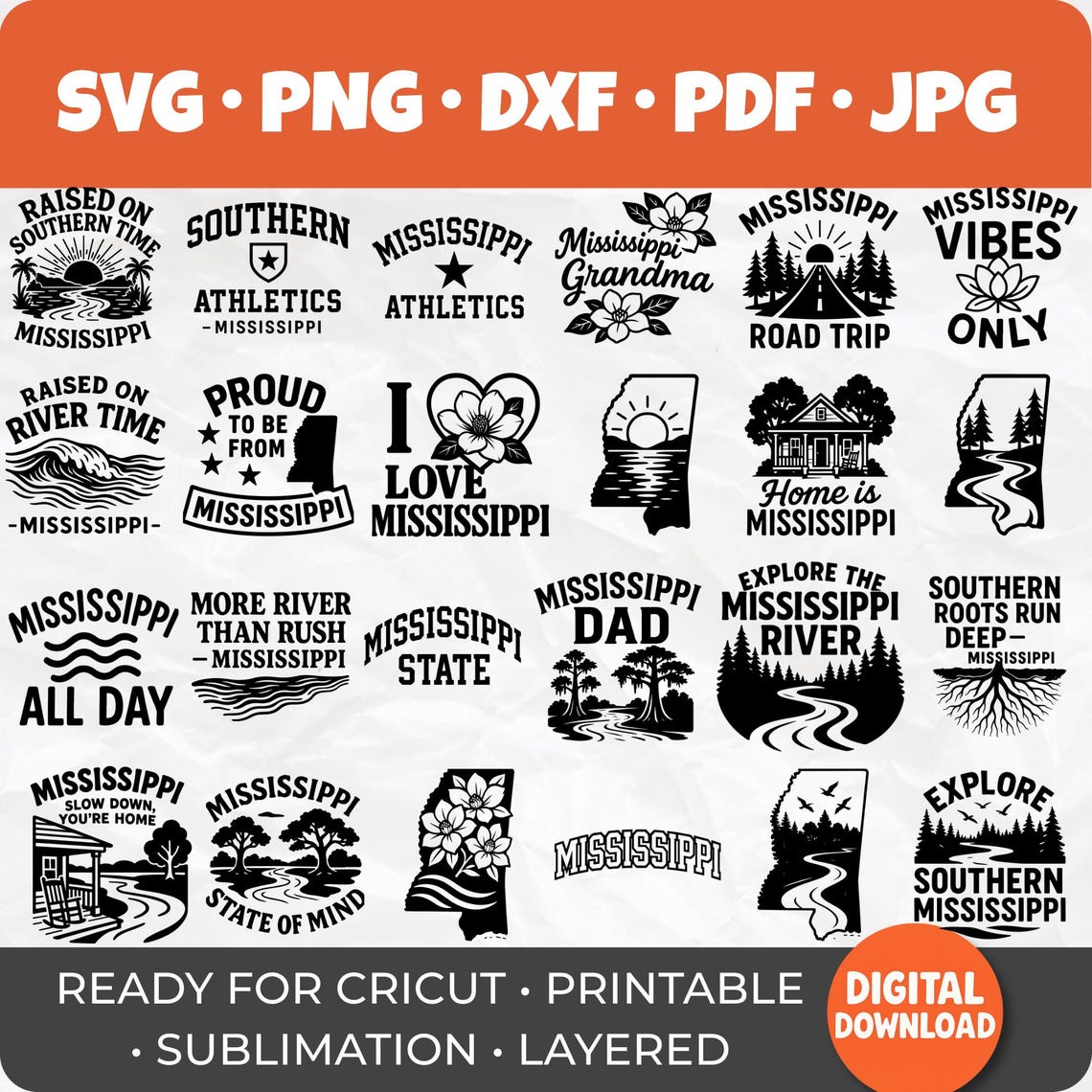 50 Mississippi SVG Bundle | Magnolia State Designs | Southern Roots ...