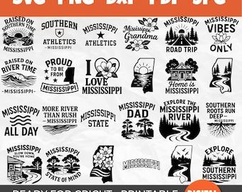 50 Mississippi SVG Bundle | Magnolia State Designs | Southern Roots, River Life & Homegrown Pride | Mississippi Vibes Only |Mississippi Map