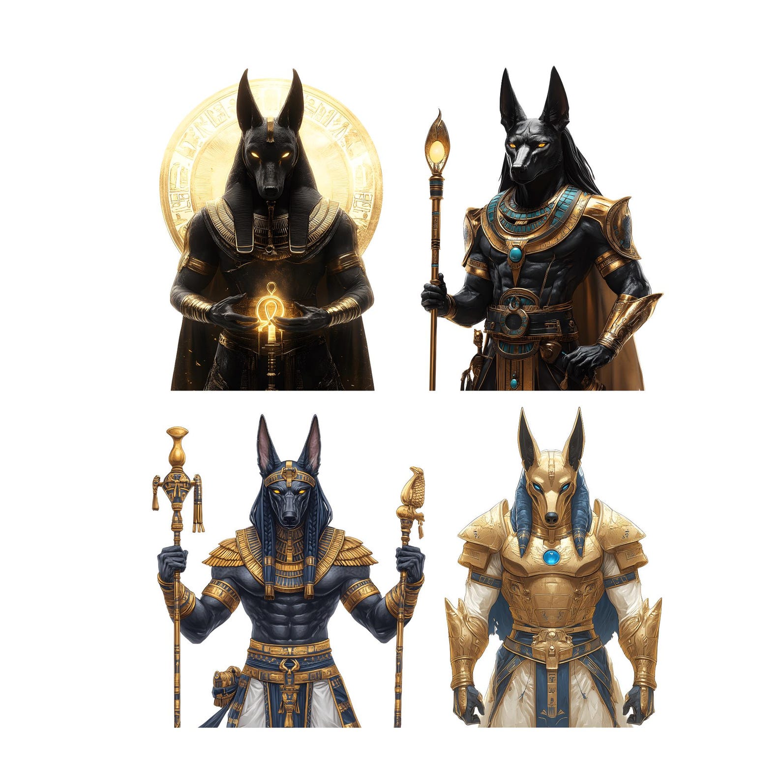 50 Anubis Clipart Set – Egyptian God PNG Bundle, Ancient Mythology Art ...