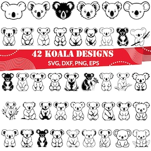 Koala SVG, Cute Koala Bear Clipart, Australian Animal Vector, Sleepy Koala Silhouette, Wildlife Cricut File, Cartoon Koala