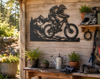 Archivo de corte láser para bicicleta de montaña SVG DXF, arte mural para MTB de descenso, archivos Glowforge para deportes extremos,