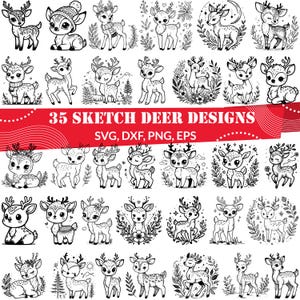 Sketch Deer SVG | Hand-Drawn Wildlife Clipart | Rustic Forest Animal Design for Cricut & Sublimation
