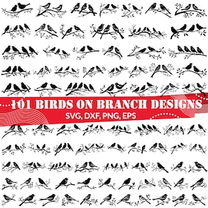 Birds on branch SVG Bundle,Birds on branch dxf,Birds on branch png,Birds on branch vector,Birds on branch printable,Tree Branch Bird svg