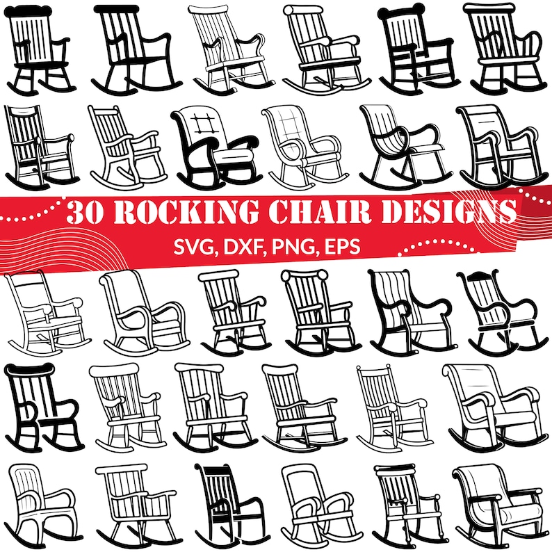 Rocking Chair SVG Bundle, Rocking Chair Dxf, Rocking Chair Png, Rocking ...