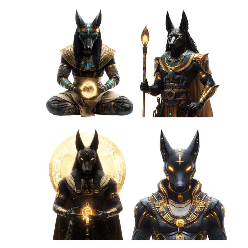 50 Anubis Clipart Set – Egyptian God PNG Bundle, Ancient Mythology Art ...