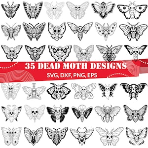 35 Dead Moth SVG Bundle | Gothic Moth Clipart | Skull Moth Designs | Dark Aesthetic| Death Moth Tattoo Flash | Cricut Cut Files