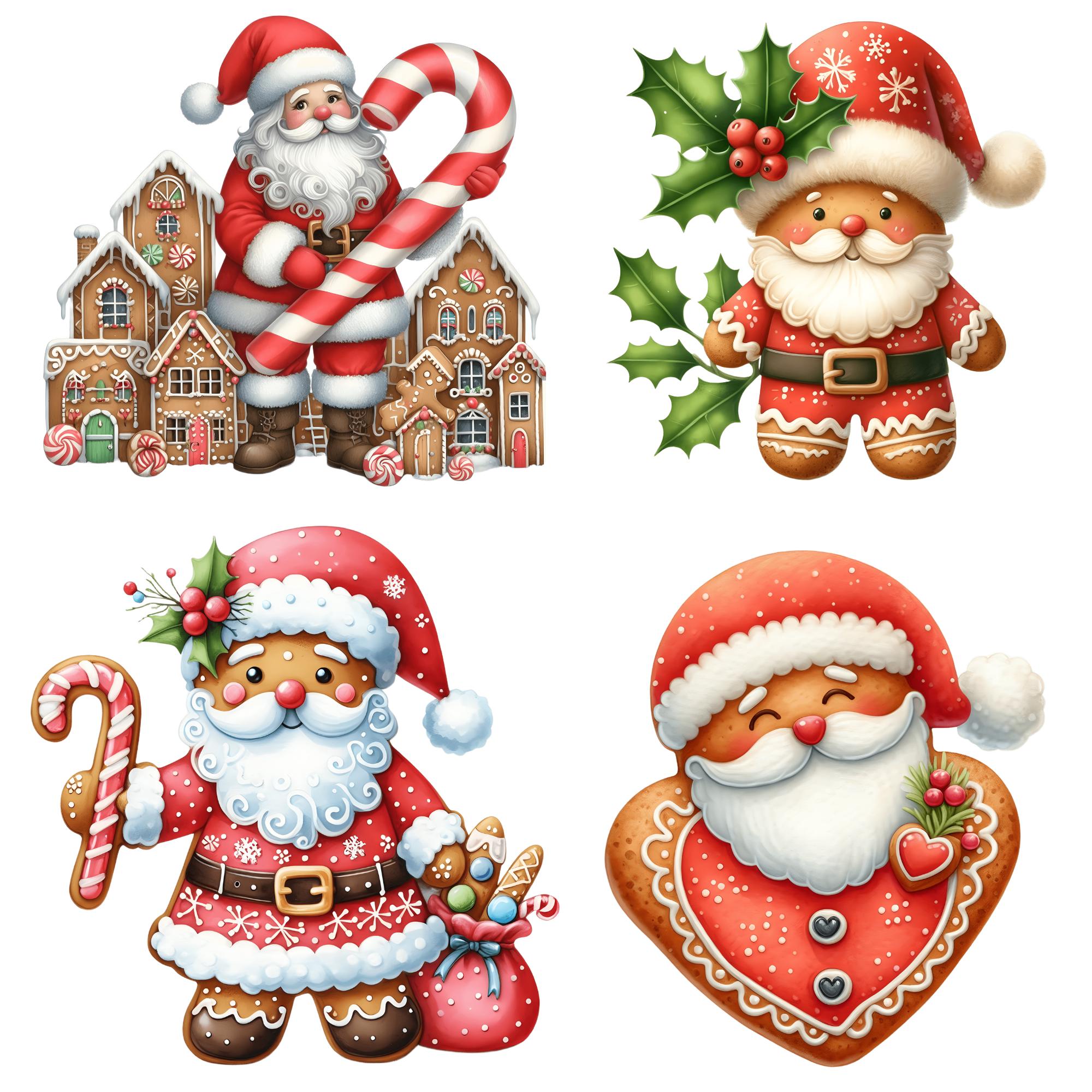 Gingerbread Santa Clipart Set – 50 High-quality Pngs, Transparent 300 ...