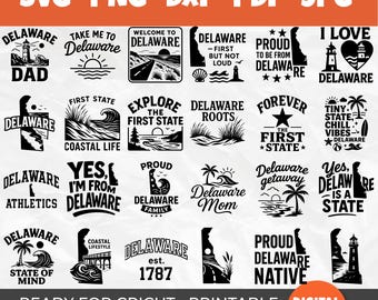50 Delaware SVG Bundle | The First State Coastal Designs | Beach Life, Proud Delaware Native, State Pride