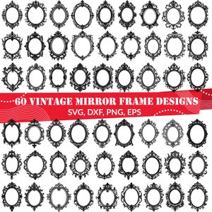 Vintage Mirror Frame SVG Bundle, Baroque Frame svg, Ornate Frame svg, Mirror Frame dxf, Mirror Frame png, Mirror Frame vector