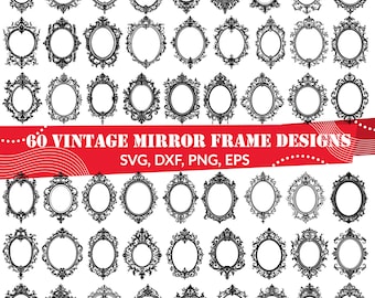 Vintage Mirror Frame SVG Bundle, Baroque Frame svg, Ornate Frame svg, Mirror Frame dxf, Mirror Frame png, Mirror Frame vector