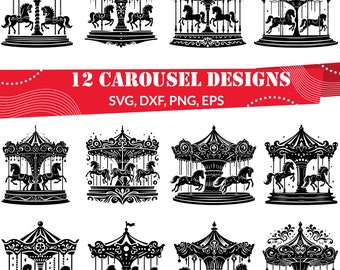 Carousel SVG Bundle, Carousel Horse svg, Carousel dxf, Carousel png, Carousel vector, Carousel outline, Carousel clipart, Fair svg