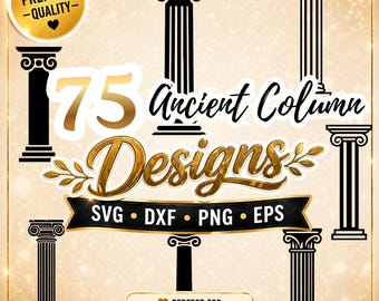 Ancient Column SVG Bundle, Greek Doric Clipart, Roman Architecture Silhouette, Antique Pillar Cut Files
