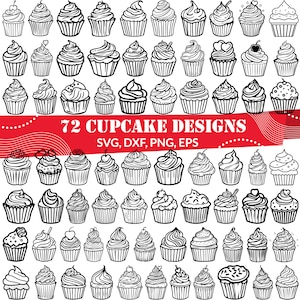 Cupcake SVG, Clipart dessert mignon, Silhouette gâterie sucrée, vecteur de Cupcake d'anniversaire, fichier Cricut boulangerie, nourriture de fête