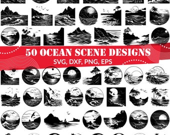 海の風景 SVG バンドル、海の風景 dxf、海の風景 png、海の風景 ベクター、海の風景 アウトライン、海の風景 クリップアート、ビーチ ライフ svg