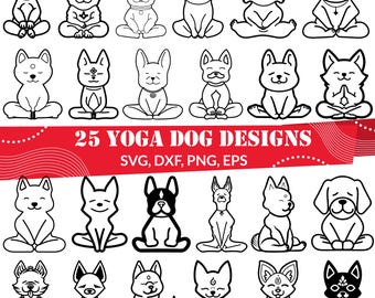 Yogahund SVG PNG DXF för Cricut och Silhouette | Rolig mediterande hund Clipart | Zen valp klippfil | Söt husdjursyogadesign