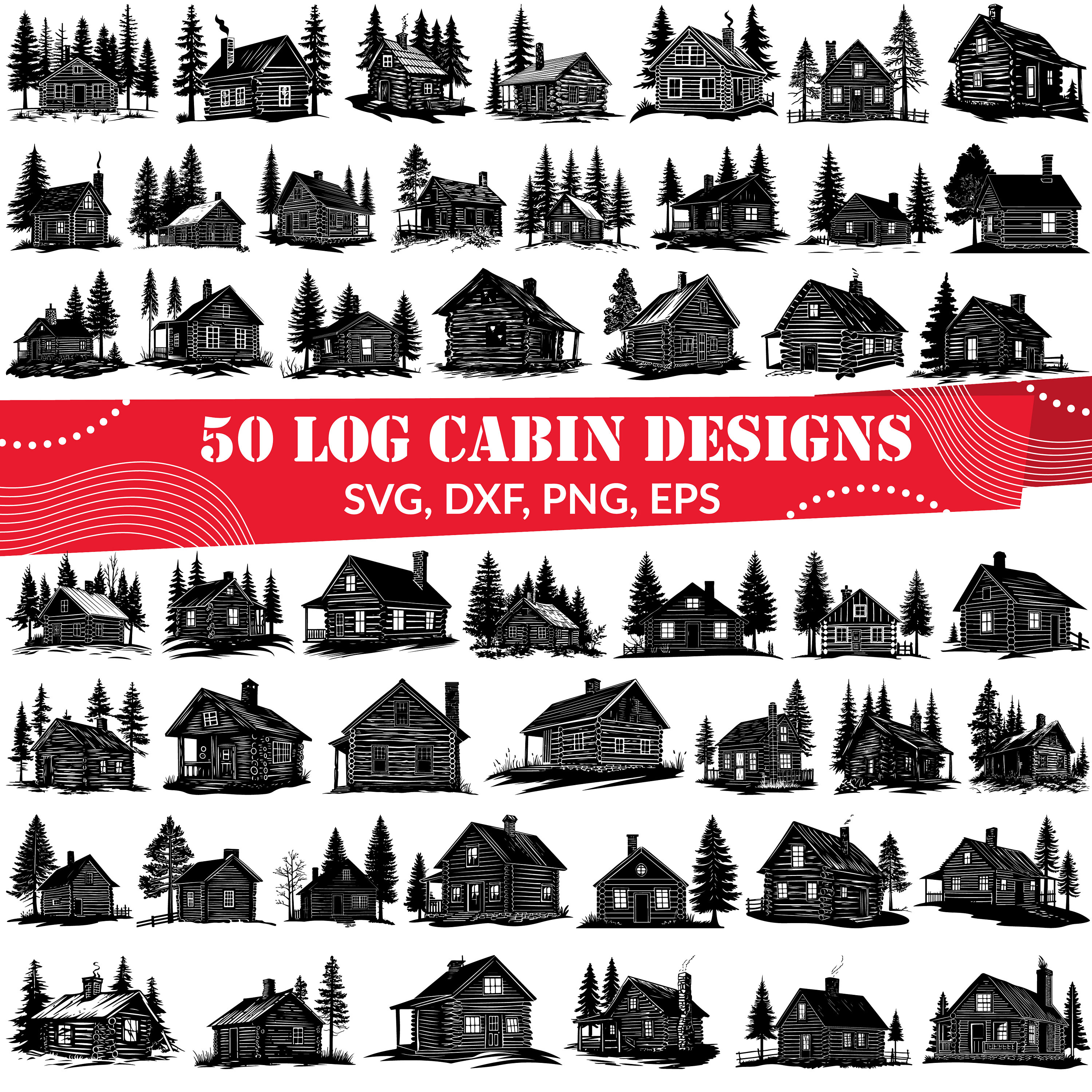 Log Cabin SVG Bundle, Log Cabin Dxf, Log Cabin Png, Log Cabin Vector